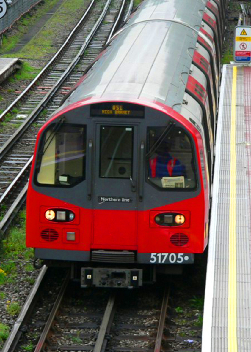 red london underground at the station